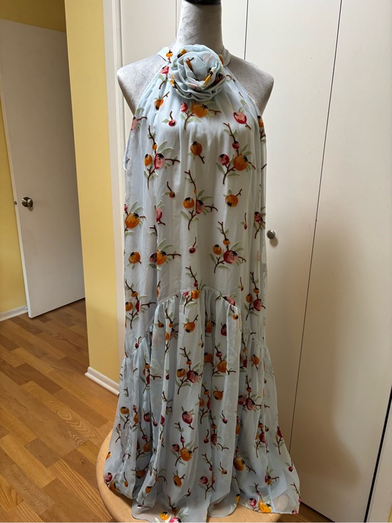 Sea Dresses & Skirts - Light Blue Floral Halter Maxi Dress by Sea XL